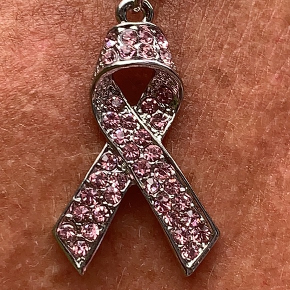 New Breast Cancer Awareness Pink Ribbon Necklace - Picture 2 of 6